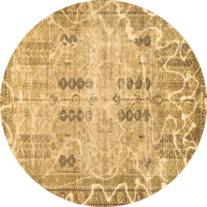 Round Machine Washable Abstract Brown Modern Rug, wshabs1107brn