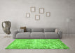 Machine Washable Abstract Green Modern Area Rugs in a Living Room,, wshabs1107grn