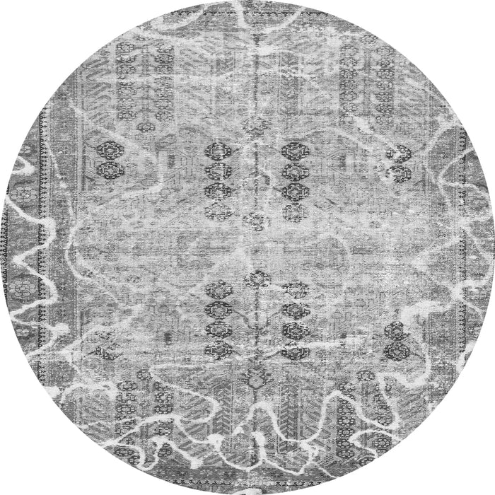 Round Machine Washable Abstract Gray Modern Rug, wshabs1107gry