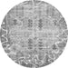 Round Machine Washable Abstract Gray Modern Rug, wshabs1107gry