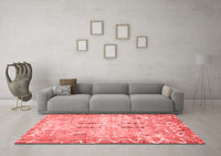 Machine Washable Abstract Red Modern Rug, wshabs1107red
