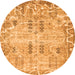 Round Machine Washable Abstract Orange Modern Area Rugs, wshabs1107org