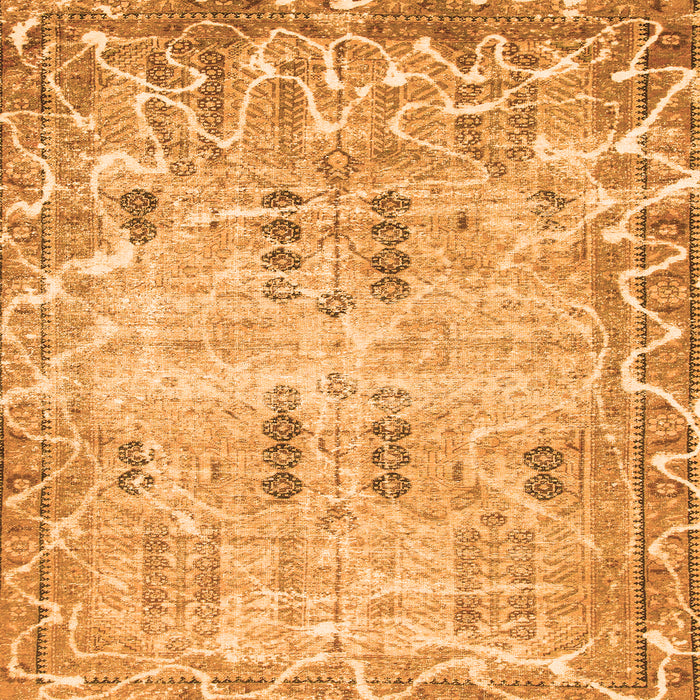 Square Machine Washable Abstract Orange Modern Area Rugs, wshabs1107org