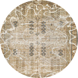 Round Machine Washable Abstract Brown Rug, wshabs1107