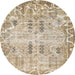 Round Machine Washable Abstract Brown Rug, wshabs1107