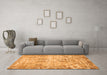 Machine Washable Abstract Orange Modern Area Rugs in a Living Room, wshabs1107org