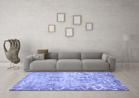 Machine Washable Abstract Blue Modern Rug, wshabs1107blu