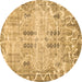 Round Abstract Brown Modern Rug, abs1107brn