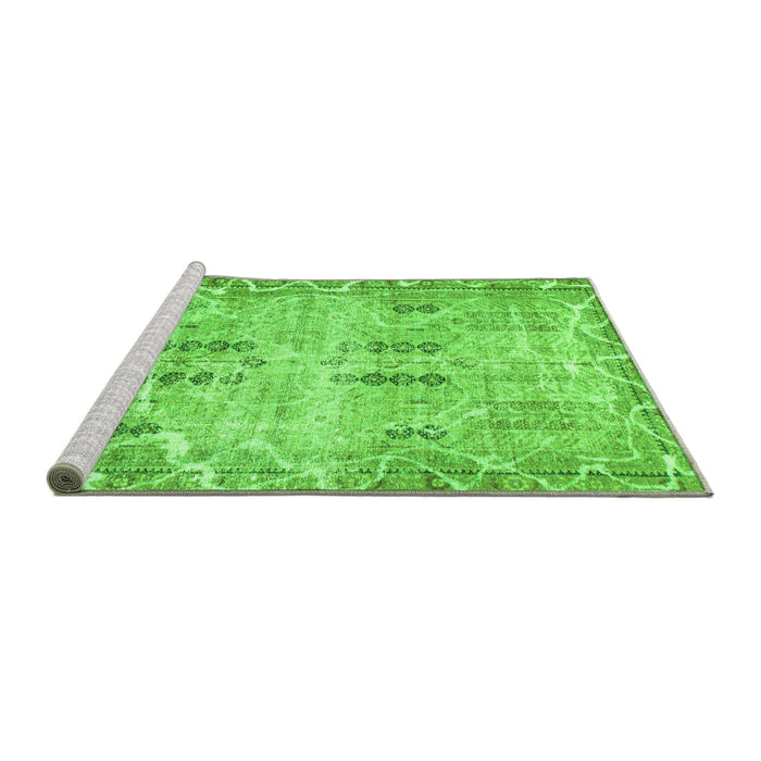 Sideview of Machine Washable Abstract Green Modern Area Rugs, wshabs1107grn