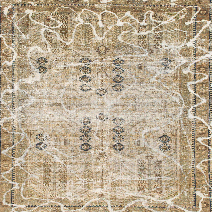Square Machine Washable Abstract Brown Rug, wshabs1107