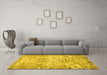 Machine Washable Abstract Yellow Modern Rug in a Living Room, wshabs1107yw