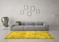 Machine Washable Abstract Yellow Modern Rug, wshabs1107yw