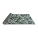 Sideview of Abstract Cyan Opaque Blue Modern Rug, abs1108