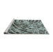 Sideview of Machine Washable Abstract Cyan Opaque Blue Rug, wshabs1108