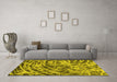 Machine Washable Abstract Yellow Modern Rug in a Living Room, wshabs1108yw