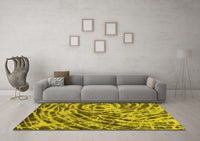 Machine Washable Abstract Yellow Modern Rug, wshabs1108yw