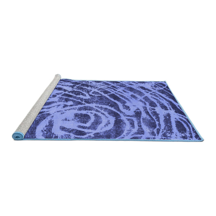 Sideview of Machine Washable Abstract Blue Modern Rug, wshabs1108blu