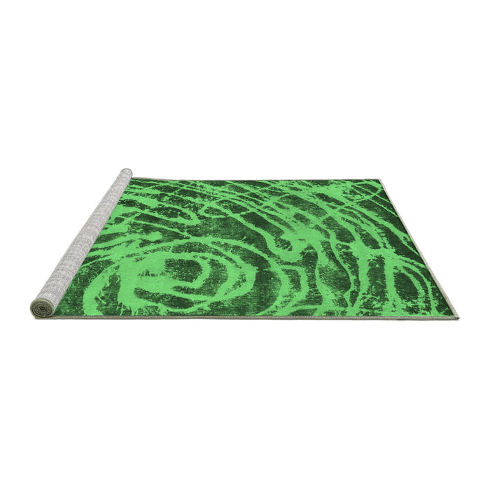 Sideview of Machine Washable Abstract Emerald Green Modern Area Rugs, wshabs1108emgrn