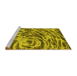 Sideview of Machine Washable Abstract Yellow Modern Rug, wshabs1108yw