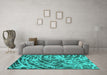 Machine Washable Abstract Turquoise Modern Area Rugs in a Living Room,, wshabs1108turq