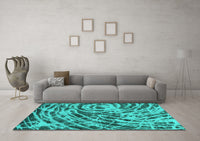 Machine Washable Abstract Turquoise Modern Rug, wshabs1108turq