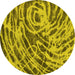 Round Abstract Yellow Modern Rug, abs1108yw