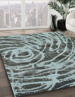 Machine Washable Abstract Cyan Opaque Blue Rug in a Family Room, wshabs1108