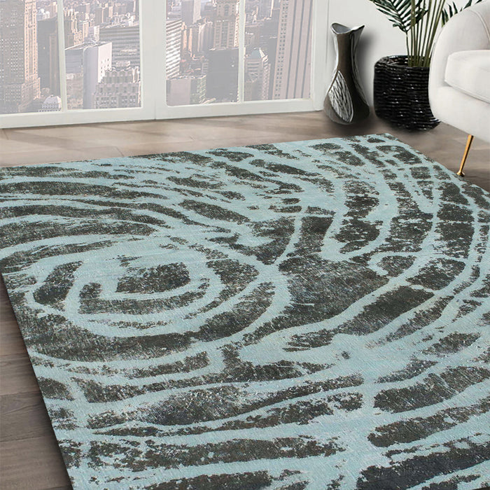 Machine Washable Abstract Cyan Opaque Blue Rug in a Family Room, wshabs1108