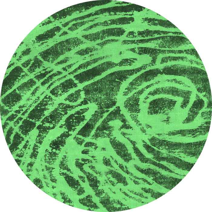 Round Abstract Emerald Green Modern Rug, abs1108emgrn
