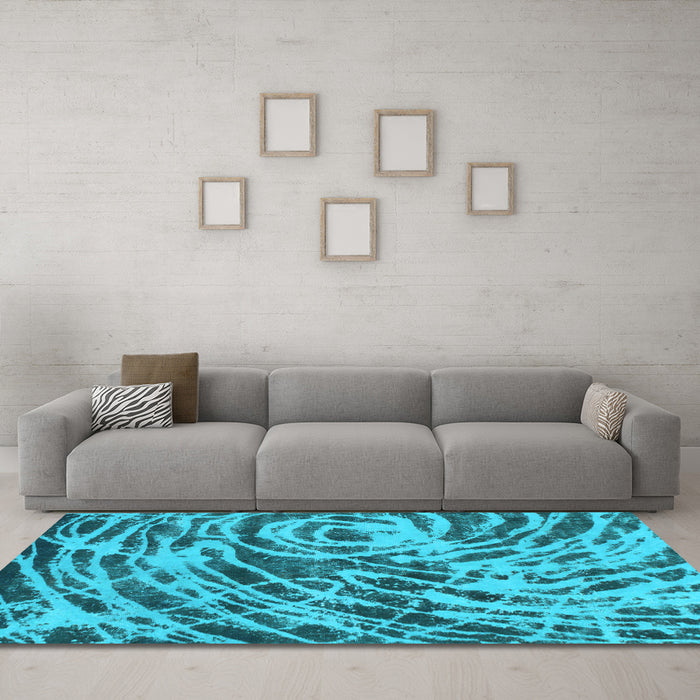 Machine Washable Abstract Light Blue Modern Rug in a Living Room, wshabs1108lblu
