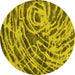 Round Machine Washable Abstract Yellow Modern Rug, wshabs1108yw
