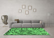 Machine Washable Abstract Emerald Green Modern Area Rugs in a Living Room,, wshabs1108emgrn