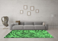 Machine Washable Abstract Emerald Green Modern Rug, wshabs1108emgrn