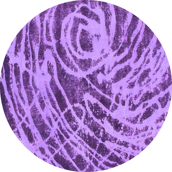 Round Machine Washable Abstract Purple Modern Area Rugs, wshabs1108pur