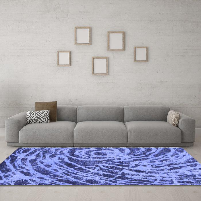 Machine Washable Abstract Blue Modern Rug in a Living Room, wshabs1108blu