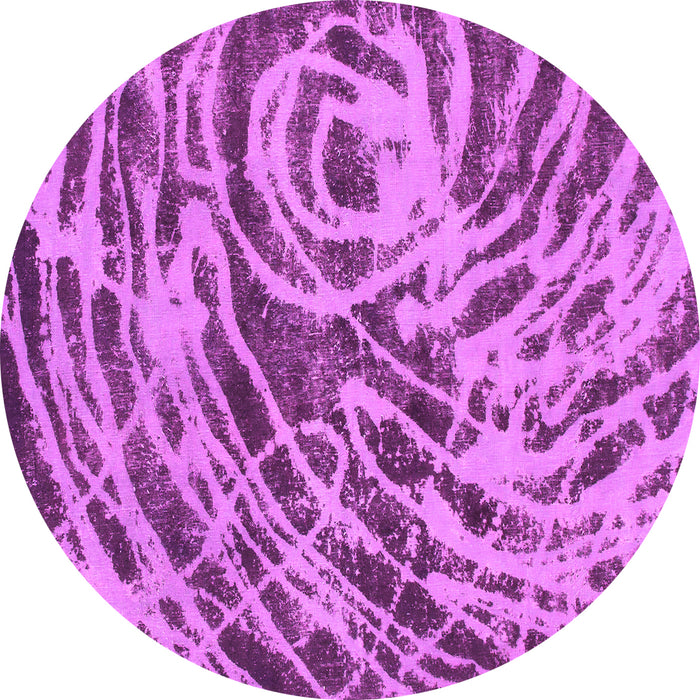 Round Machine Washable Abstract Pink Modern Rug, wshabs1108pnk