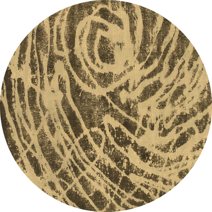 Round Machine Washable Abstract Brown Modern Rug, wshabs1108brn