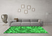 Machine Washable Abstract Green Modern Area Rugs in a Living Room,, wshabs1108grn