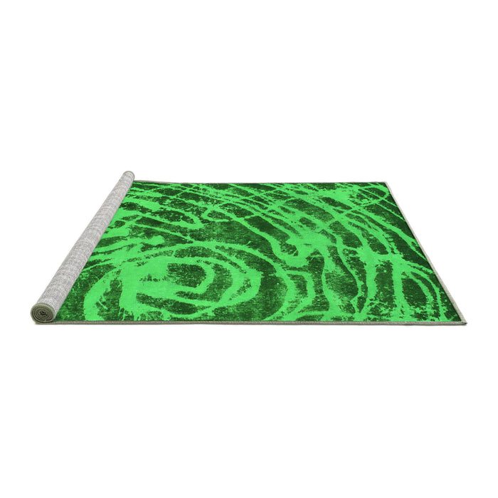 Sideview of Machine Washable Abstract Green Modern Area Rugs, wshabs1108grn