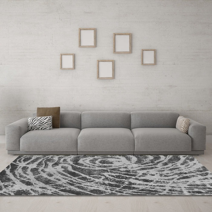 Machine Washable Abstract Gray Modern Rug in a Living Room,, wshabs1108gry