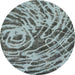 Round Machine Washable Abstract Cyan Opaque Blue Rug, wshabs1108