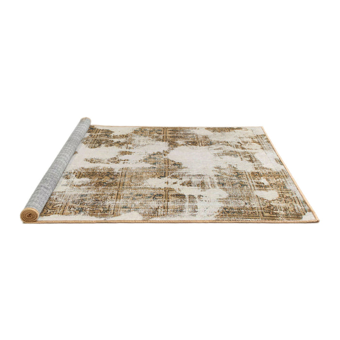 Sideview of Machine Washable Abstract Gold Rug, wshabs1109
