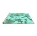 Sideview of Machine Washable Abstract Turquoise Modern Area Rugs, wshabs1109turq