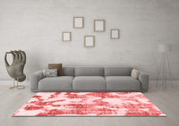 Machine Washable Abstract Red Modern Rug, wshabs1109red