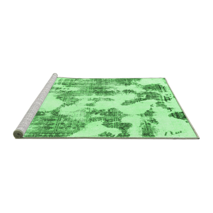 Sideview of Machine Washable Abstract Emerald Green Modern Area Rugs, wshabs1109emgrn