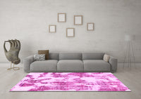 Machine Washable Abstract Pink Modern Rug, wshabs1109pnk