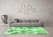 Machine Washable Abstract Emerald Green Modern Area Rugs in a Living Room,, wshabs1109emgrn