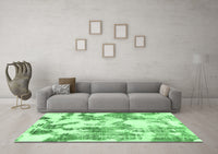 Machine Washable Abstract Emerald Green Modern Rug, wshabs1109emgrn