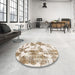 Abstract Gold Modern Rug in a Kitchen, abs1109