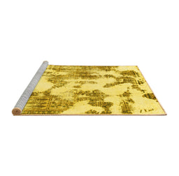Sideview of Machine Washable Abstract Yellow Modern Rug, wshabs1109yw